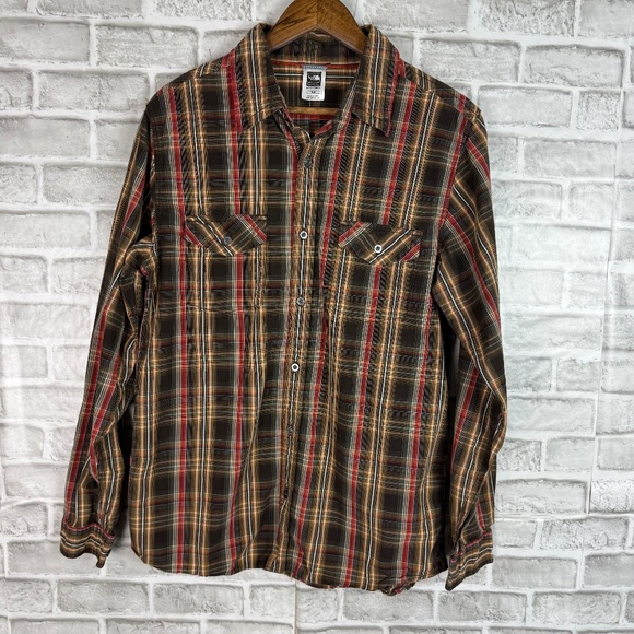 The North Face A5 Series Dark Plaid Double Pocket LS Button Up Shirt Mens MEDIUM - Picture 1 of 8